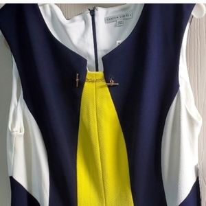 Sandra Darren Navy & Yellow Dress